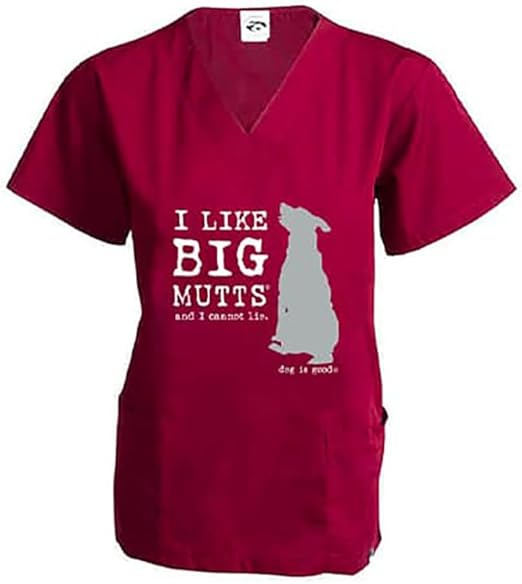 Scrub Top: I Like Big Mutts (Wine) by Dog is Good at Shirley Shoppe