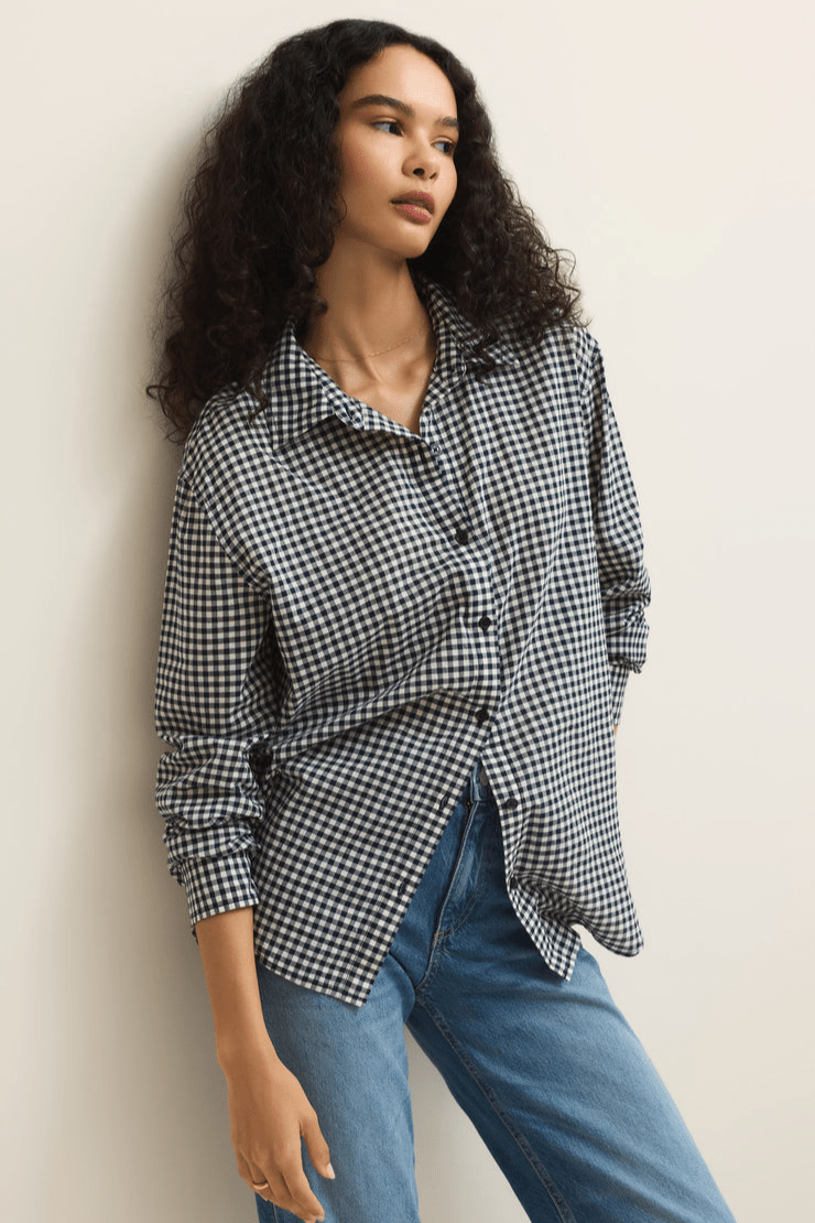 Seaport Gingham Button Up by z supply at Shirley Shoppe