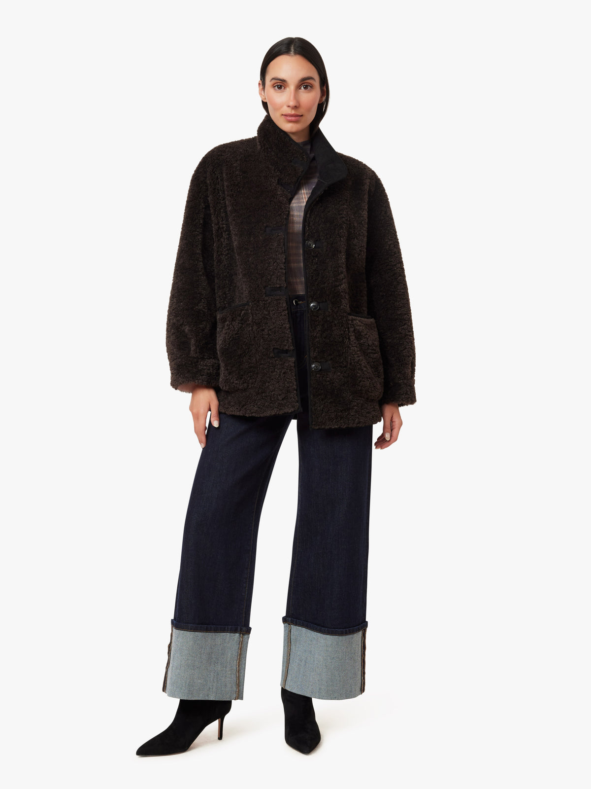 Shearling Coat in Chocolate