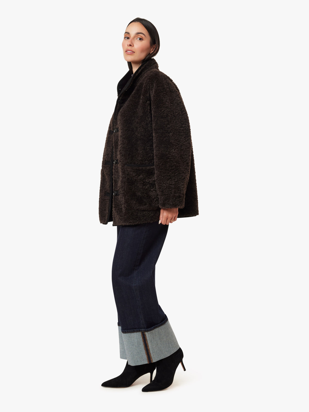 Shearling Coat in Chocolate