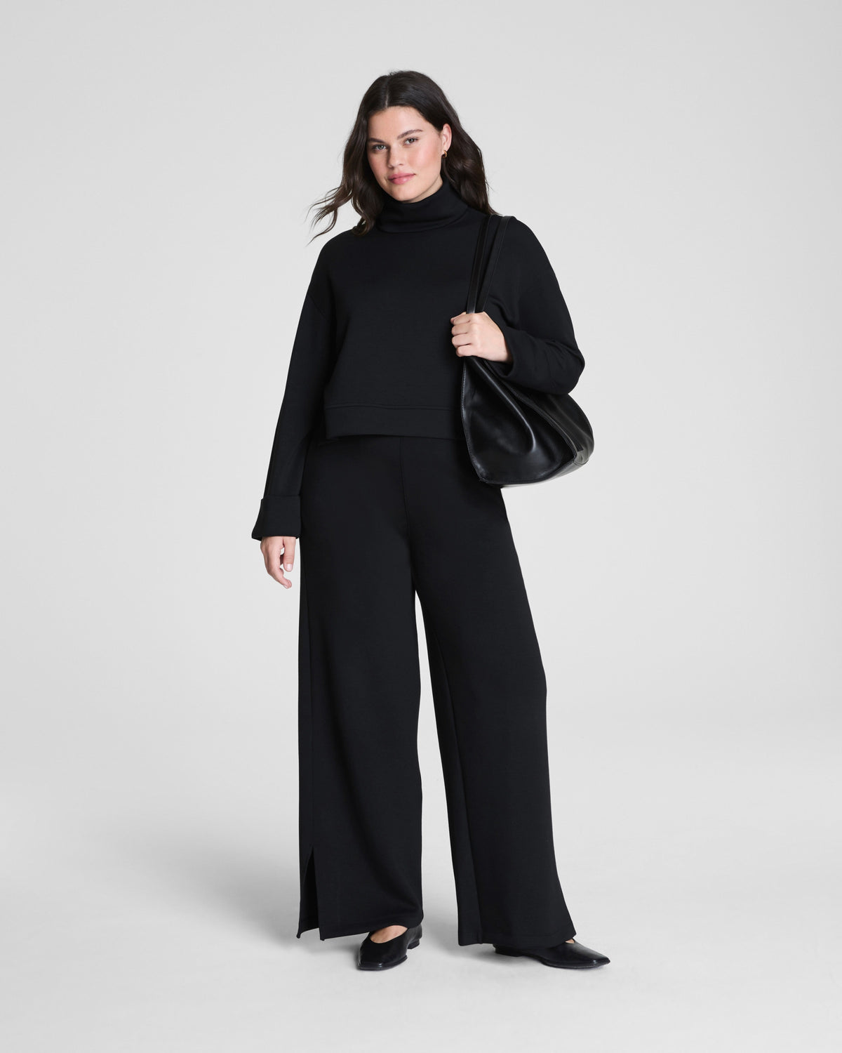 Spanx AirEssentials Cropped Turtleneck in Very Black