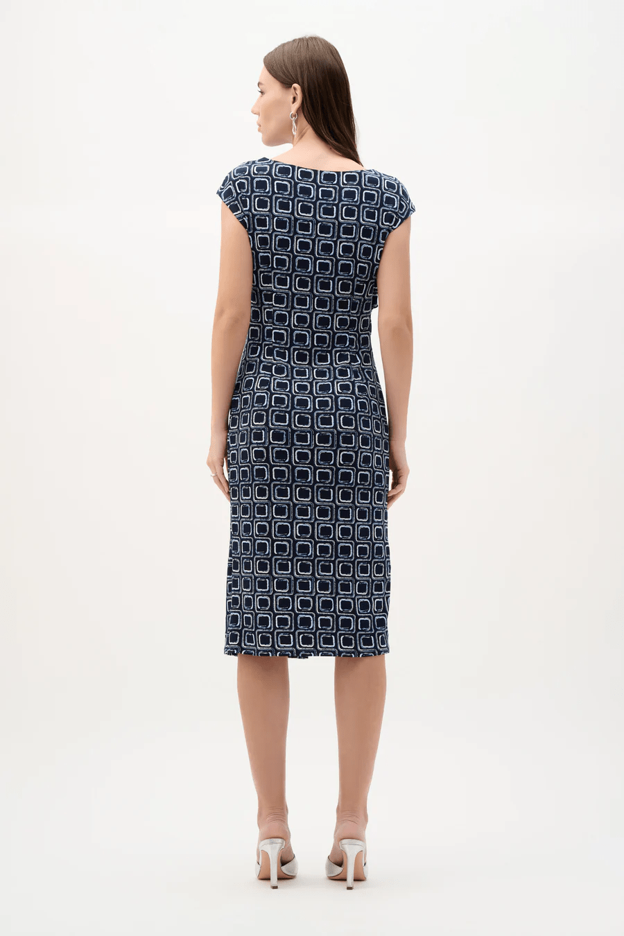 Silky Knit Geometric Print Sheath Wrap Dress by Joseph Ribkoff at Shirley Shoppe
