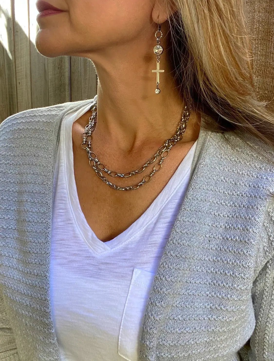 SILVER CROSS EARRINGS by Bellaforma Jewelry at Shirley Shoppe