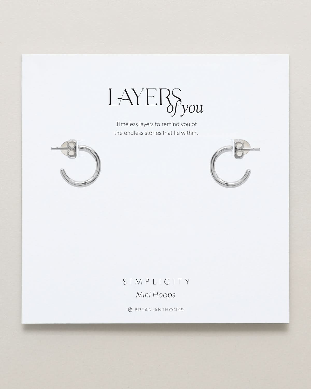 Simplicity Mini Hoop Earrings by Bryan Anthonys at Shirley Shoppe