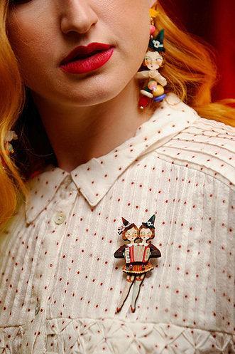 Sister Accordionists Circus Brooch by Laliblue by Quirks! at Shirley Shoppe