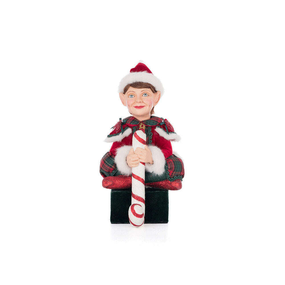 Sitting Elf With Giftbox Stocking Holder by Katherine's Collection