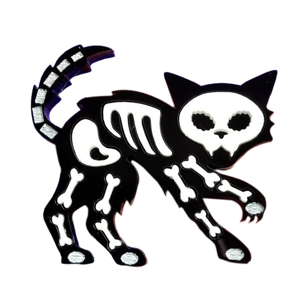 Skeleton Cat Brooch by Cherryloco Jewellery by Quirks! at Shirley Shoppe