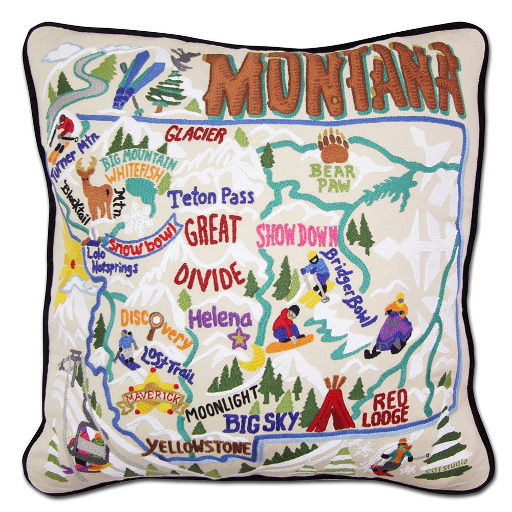 Ski Montana Hand - Embroidered Pillow by Quirks! at Shirley Shoppe