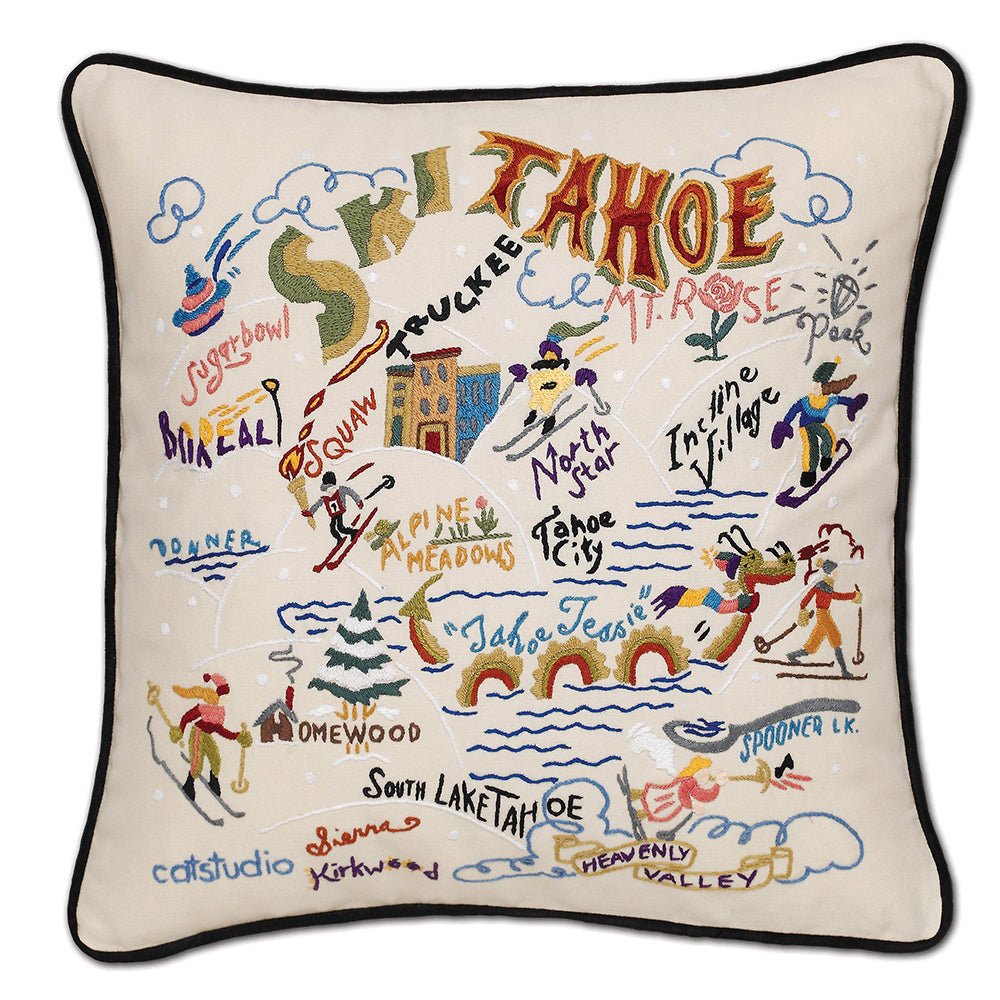 Ski Tahoe Hand - Embroidered Pillow by Quirks! at Shirley Shoppe