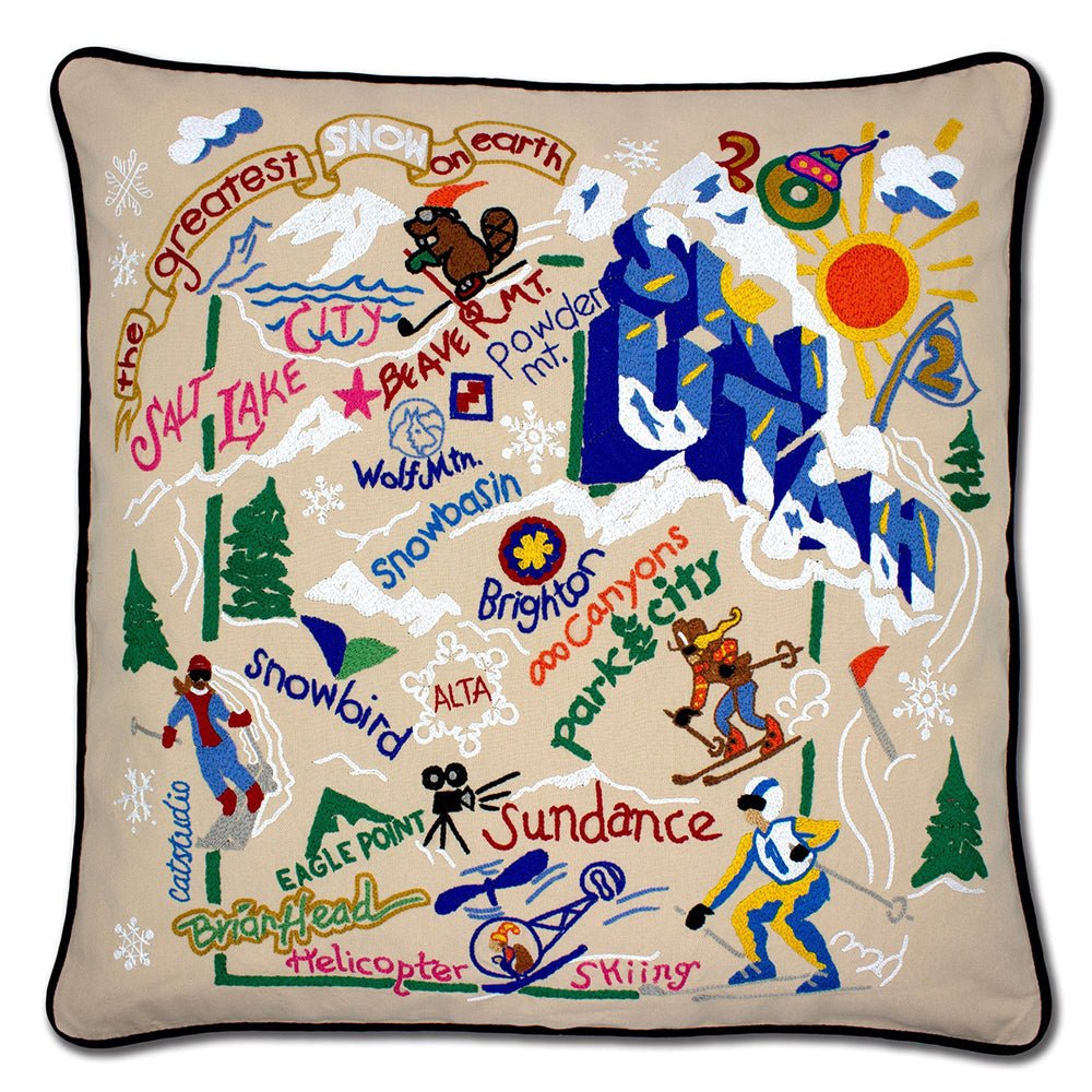 Ski Utah Hand - Embroidered Pillow by Quirks! at Shirley Shoppe