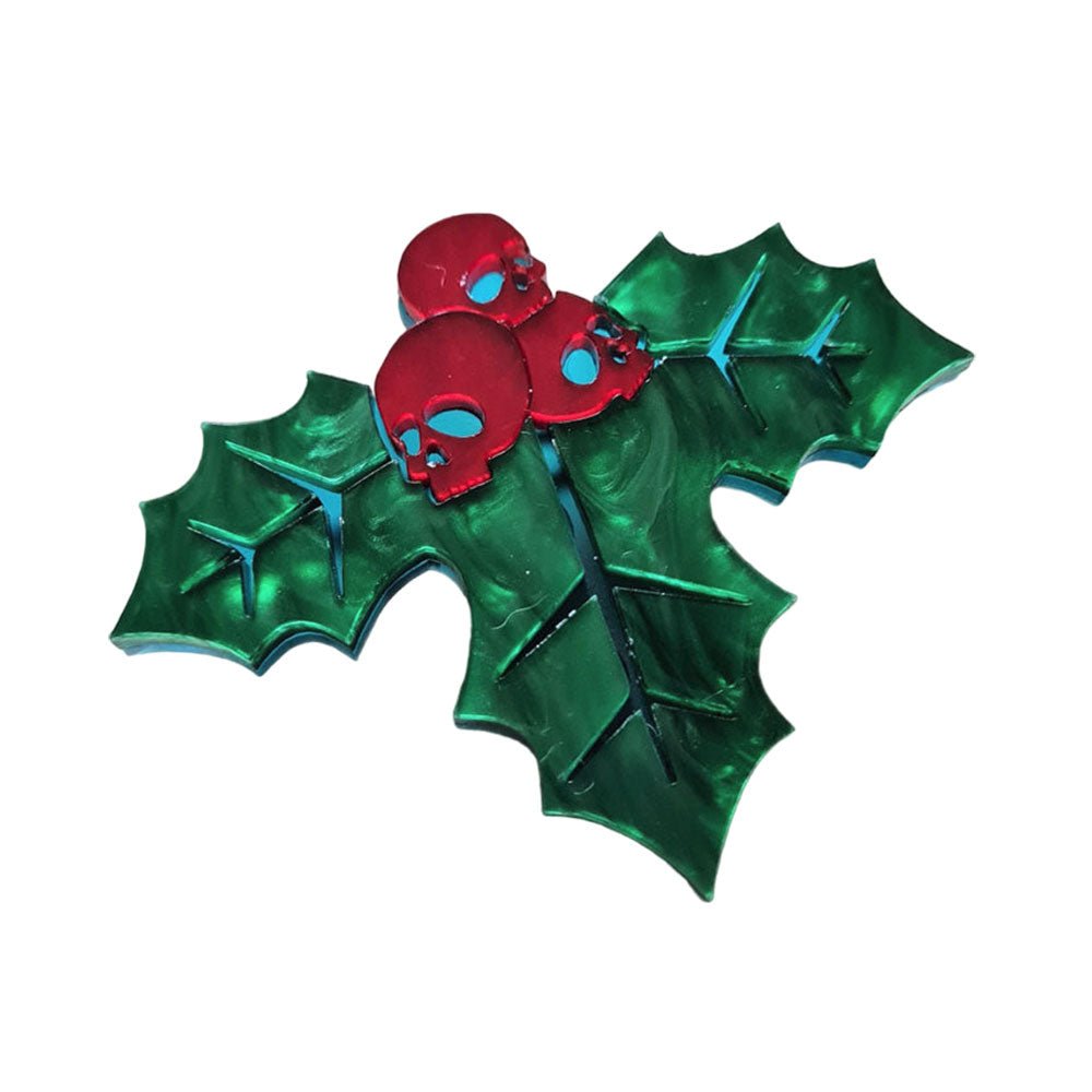 Skull Holly Brooch by Cherryloco by Quirks! at Shirley Shoppe