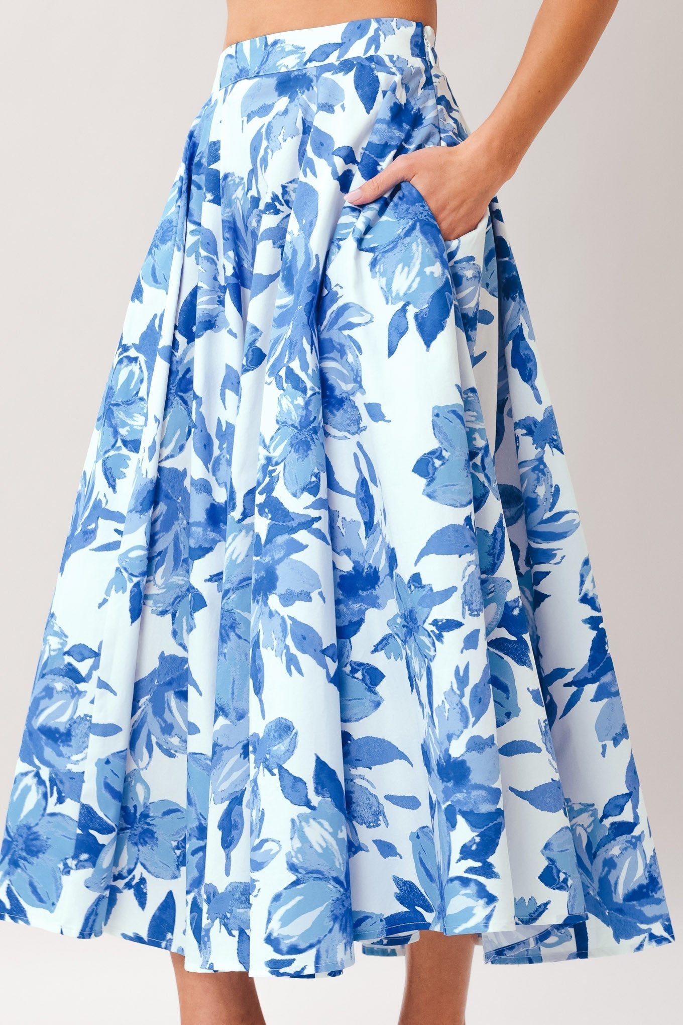 SKY BLOSSOM WOVEN FULL CIRCLE SKIRT by Flying Tomato at Shirley Shoppe
