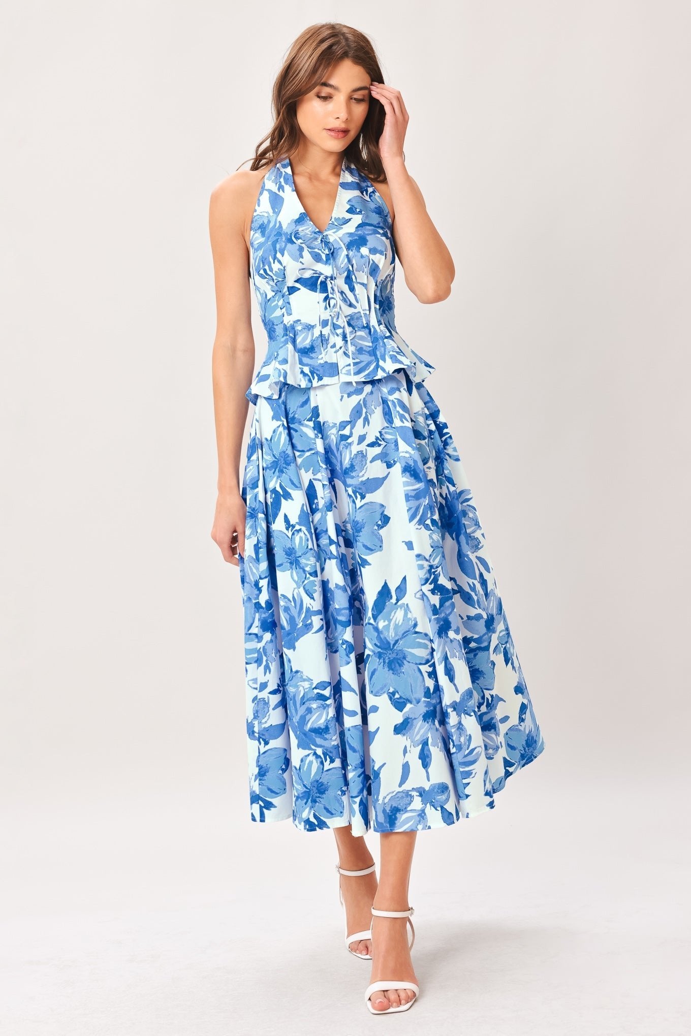 SKY BLOSSOM WOVEN FULL CIRCLE SKIRT by Flying Tomato at Shirley Shoppe