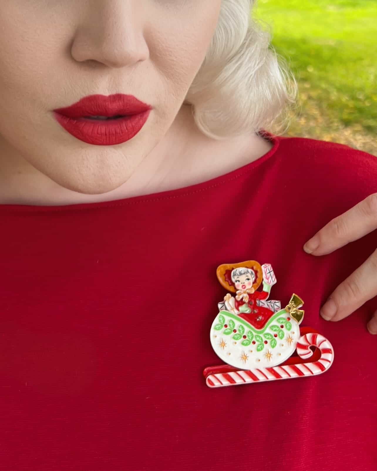Sleigh All Day Brooch by 50's Vintage Dame x Lipstick & Chrome by Quirks! at Shirley Shoppe