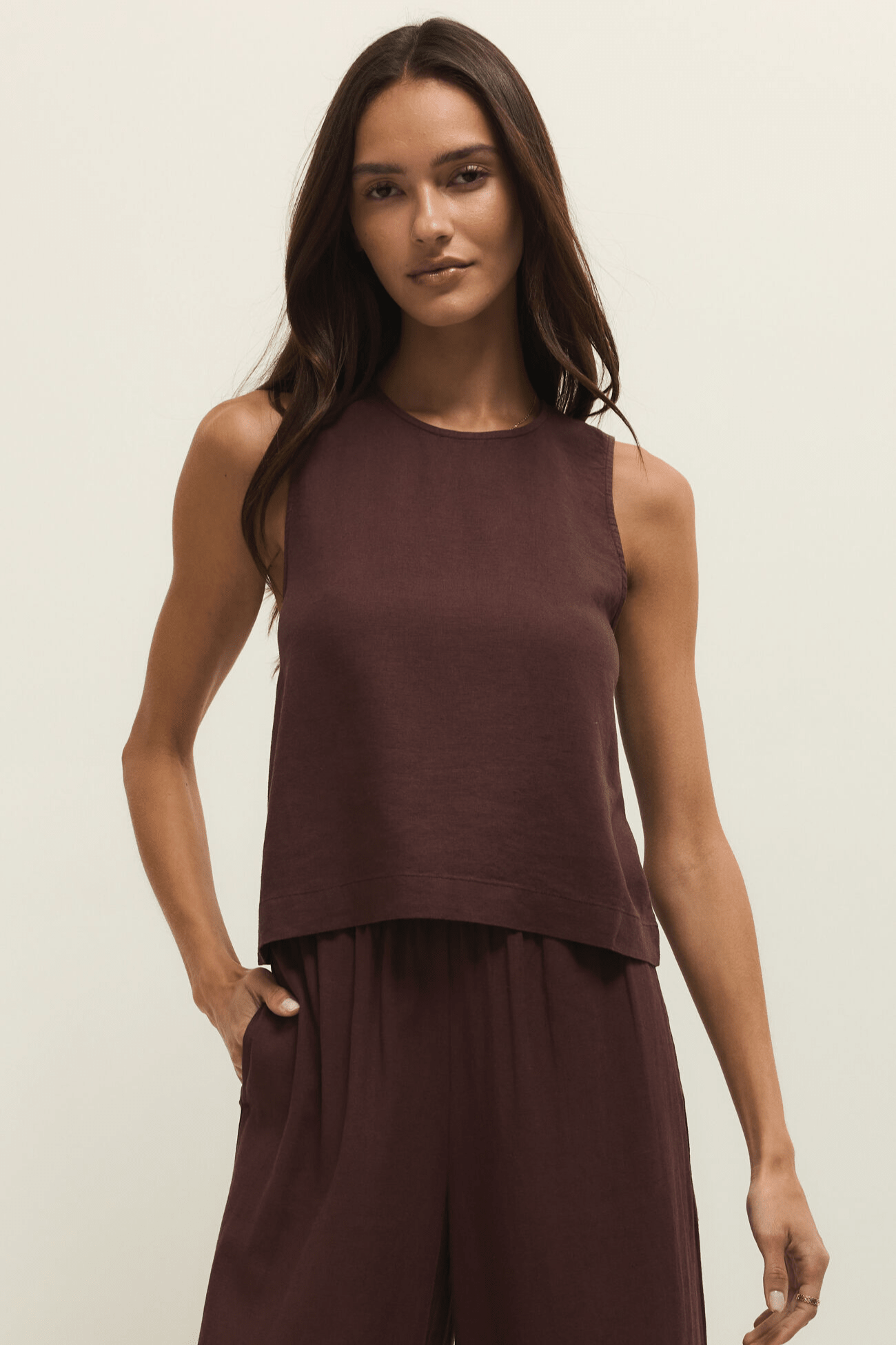 Sloane Linen Cropped Tank by z supply at Shirley Shoppe