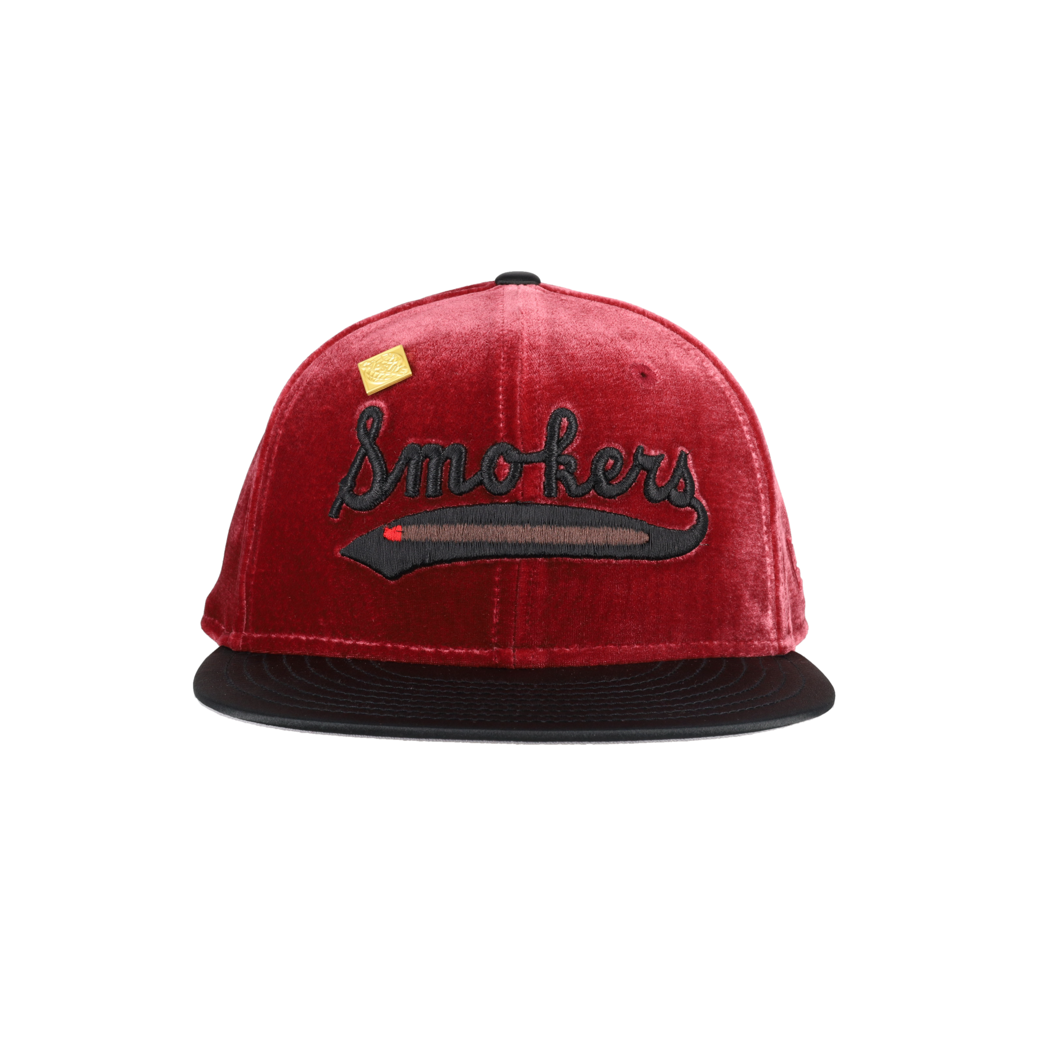 Tampa Smokers Velvet Cap Black Satin Visor NewEra 59Ffity Fitted Hat