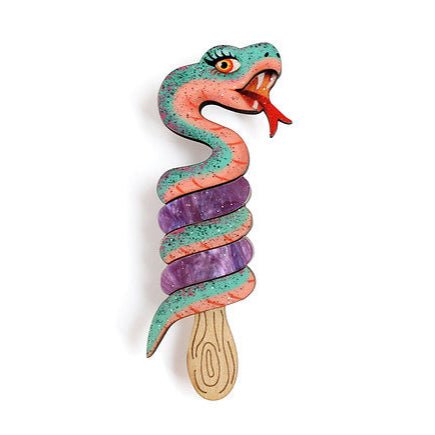 Snake Ice Cream Brooch by Laliblue – Retro Kitschy Statement Brooch for Collectors by Quirks! at Shirley Shoppe