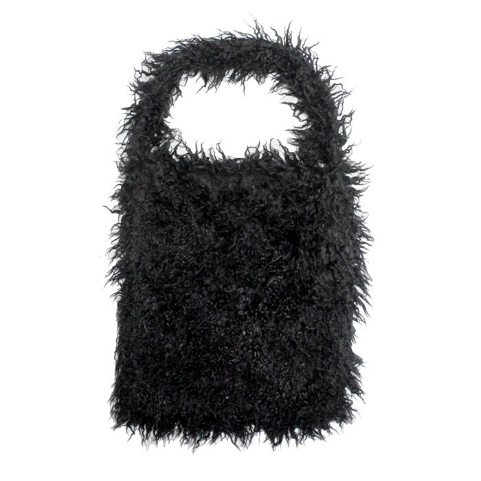 Solid Color Faux Fur Fringe Shoulder Bag