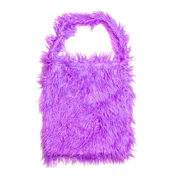 Solid Color Faux Fur Fringe Shoulder Bag