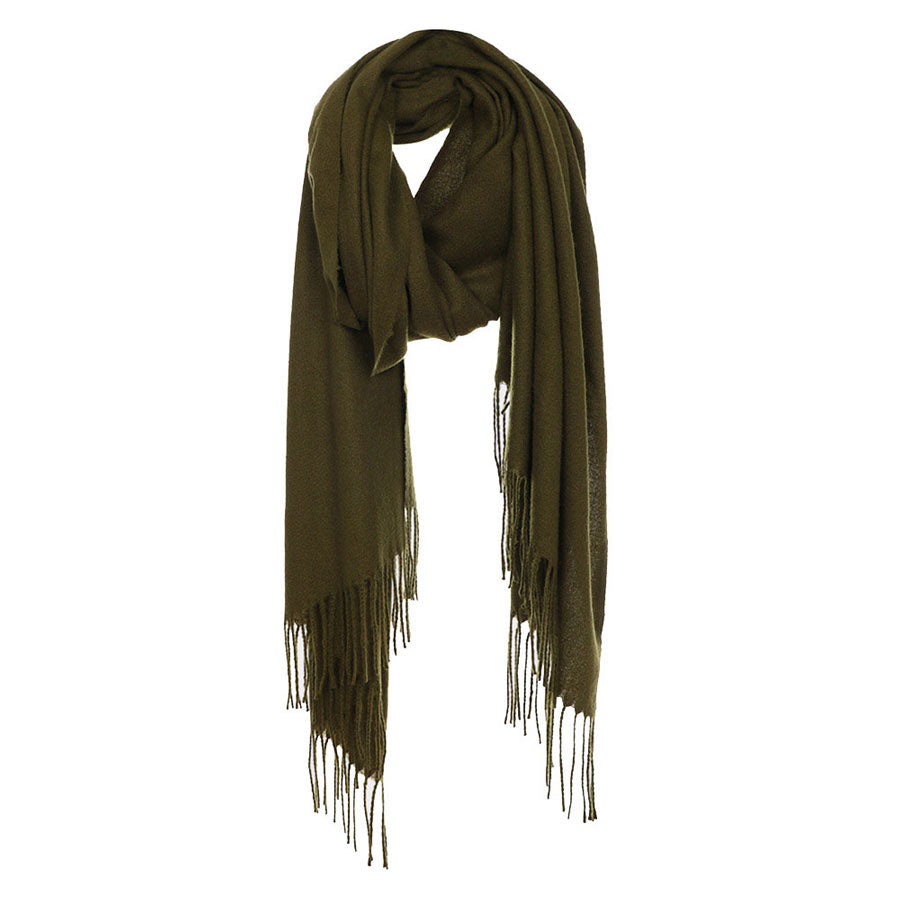 Solid Tassel Oblong Scarf