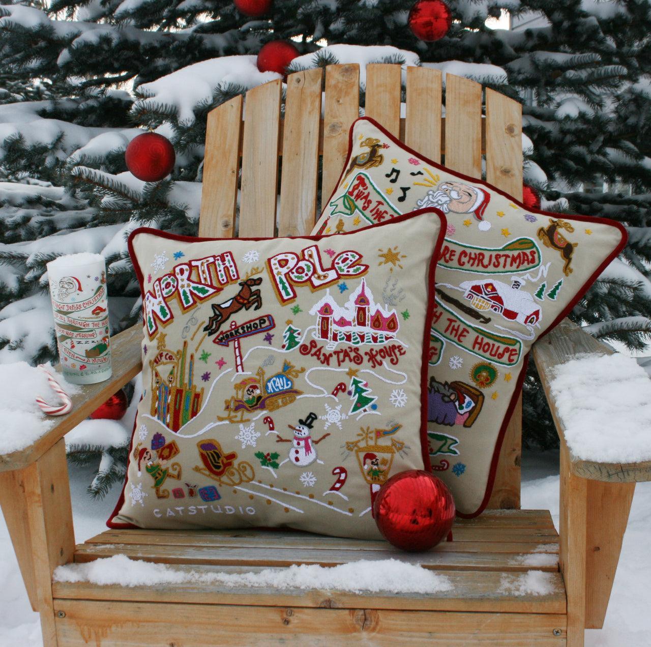 South Pole Christmas Hand - Embroidered Pillow by Quirks! at Shirley Shoppe