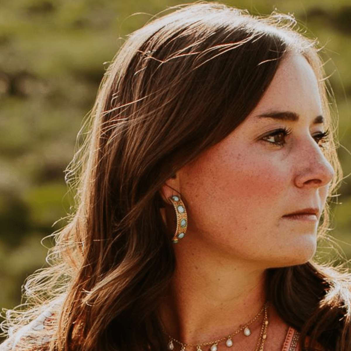Southwestern Hoops - Turquoise by Christina Greene at Shirley Shoppe