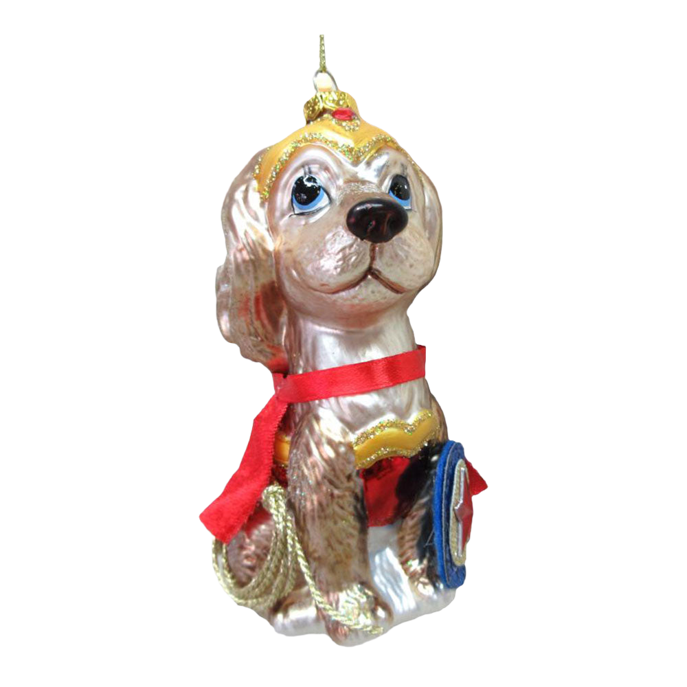 Spaniel in Wonder Dog Costume Ornament by December Diamonds by Quirks! at Shirley Shoppe