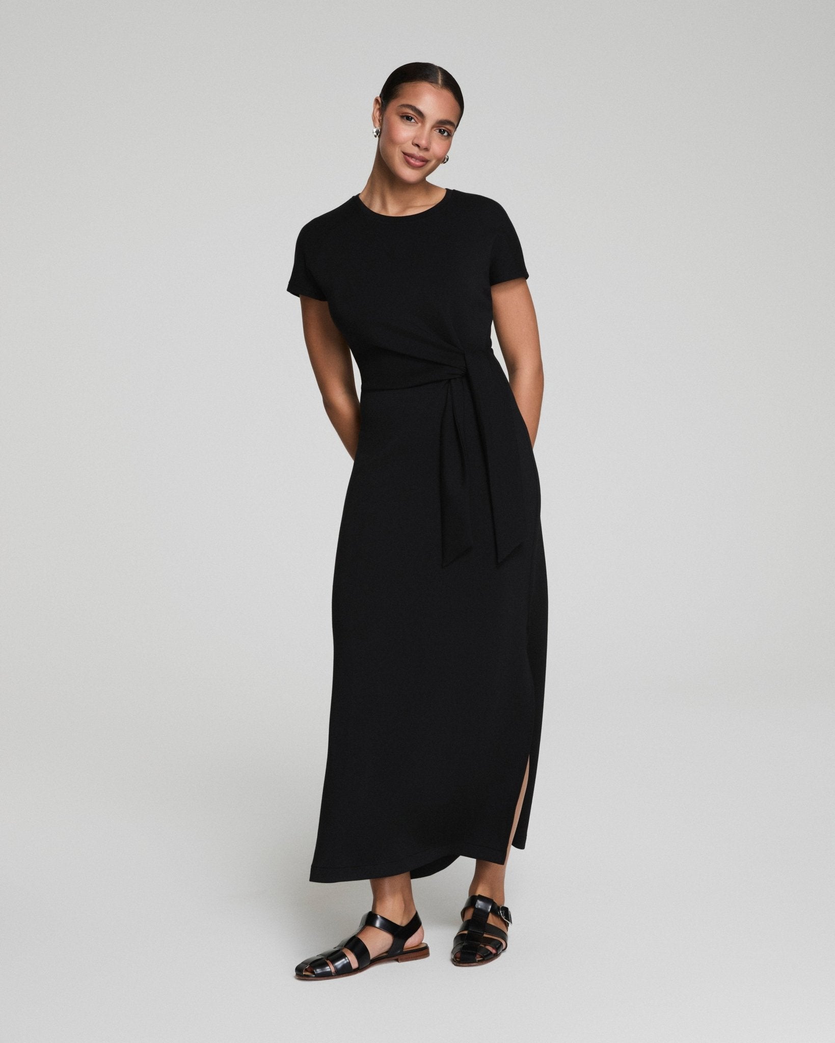 SPANX® AirEssentials Tie - Waist Maxi Dress | Very Black by Spanx at Shirley Shoppe