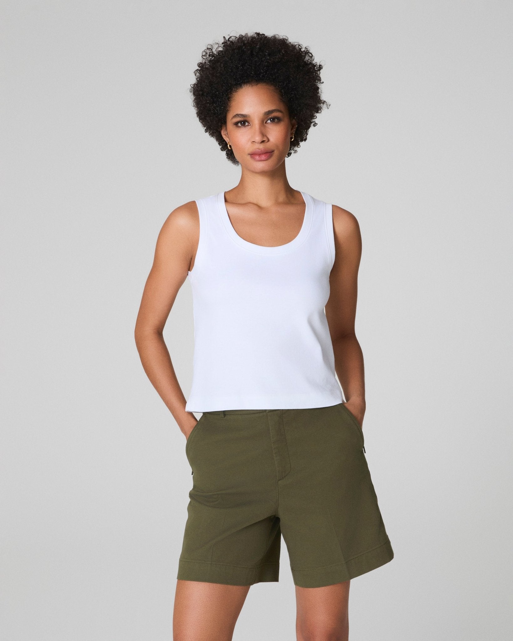SPANX® Cotton Crewneck Tank | Classic White by Spanx at Shirley Shoppe