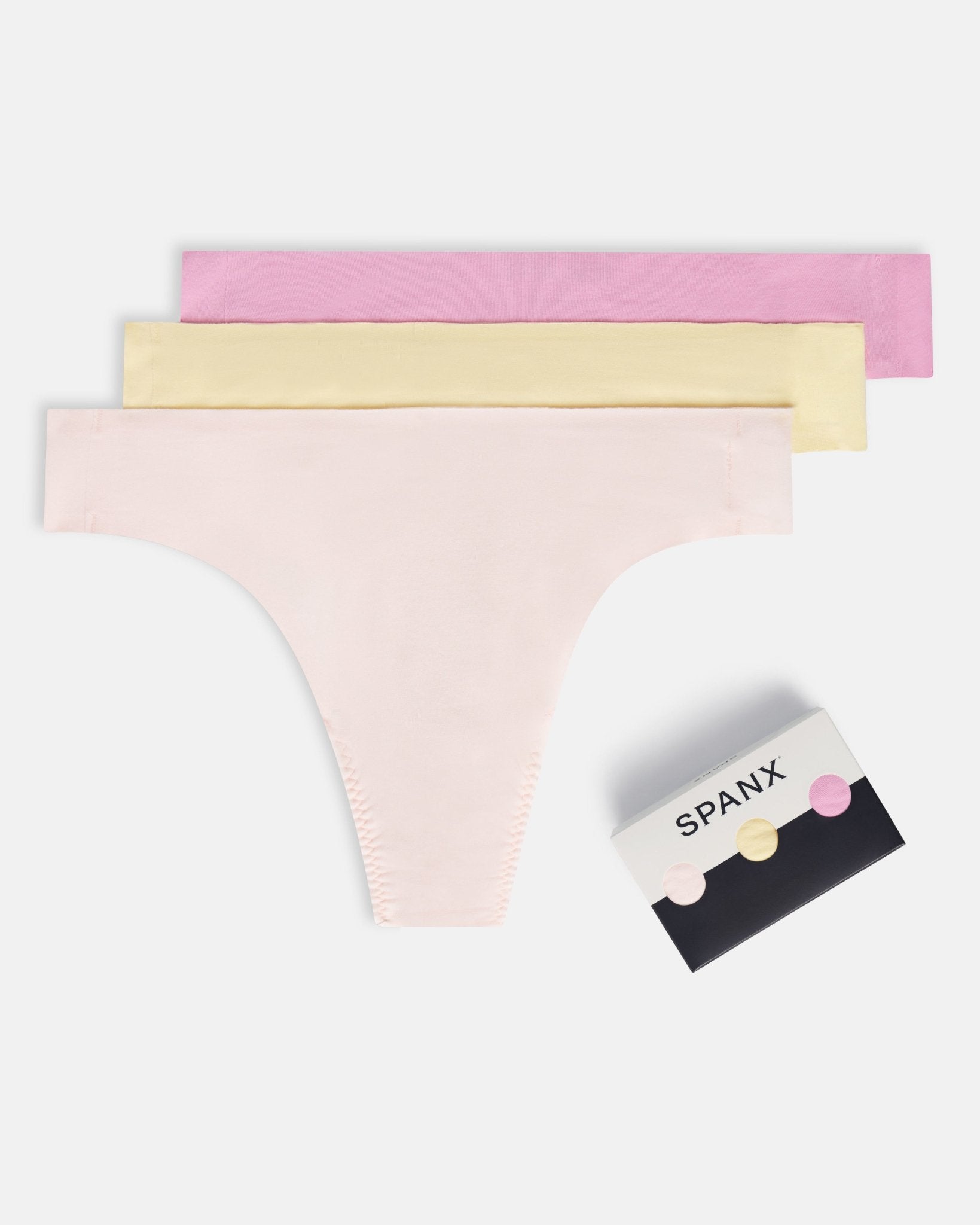 SPANXsmooth™ Fit - To - You Supima® Cotton Thong 3 - Pack | Pink Blossom/Daffodil/Petunia by Spanx at Shirley Shoppe