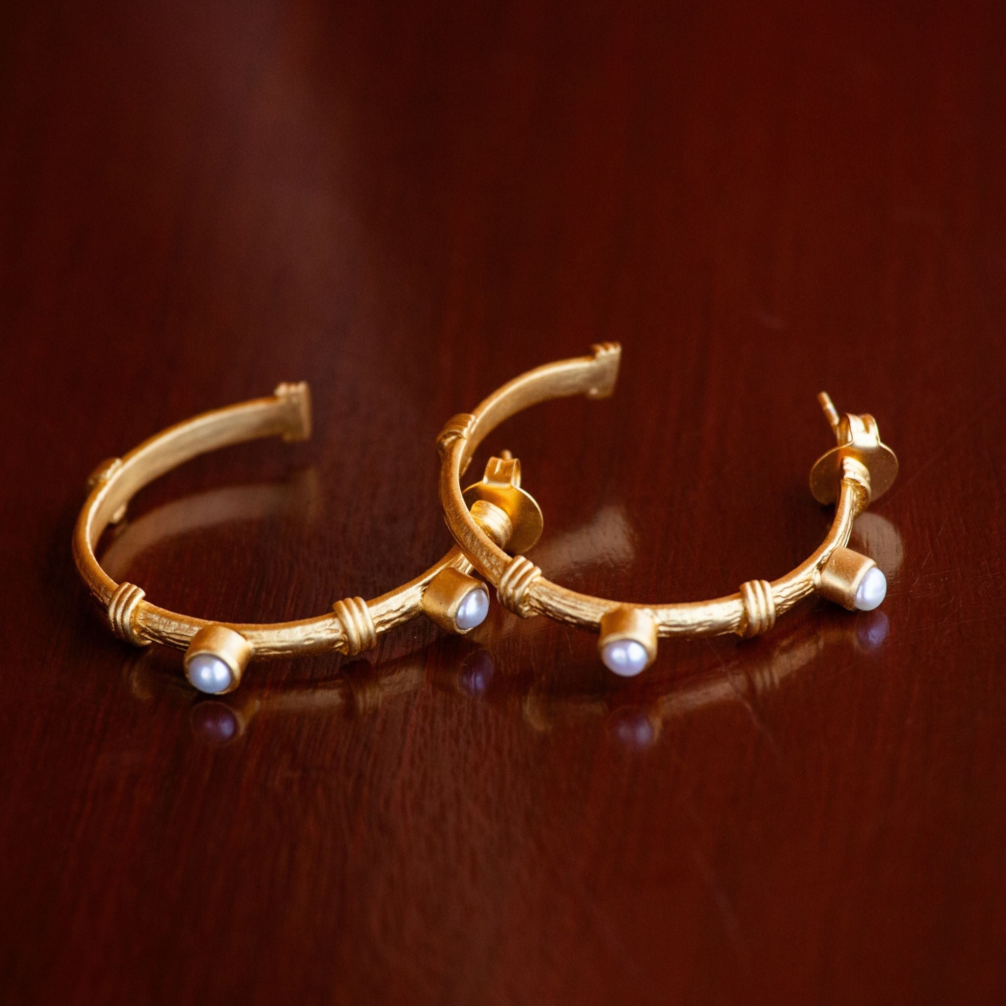 Sparkling Shore Hoop Earrings - Pearl by Christina Greene at Shirley Shoppe