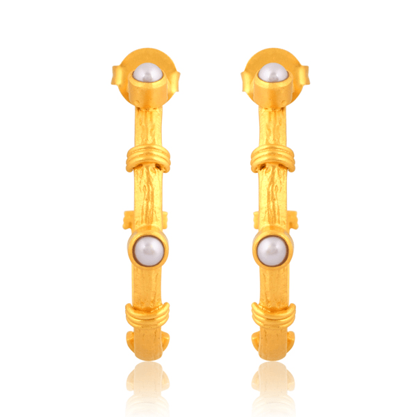 Sparkling Shore Hoop Earrings - Pearl by Christina Greene at Shirley Shoppe