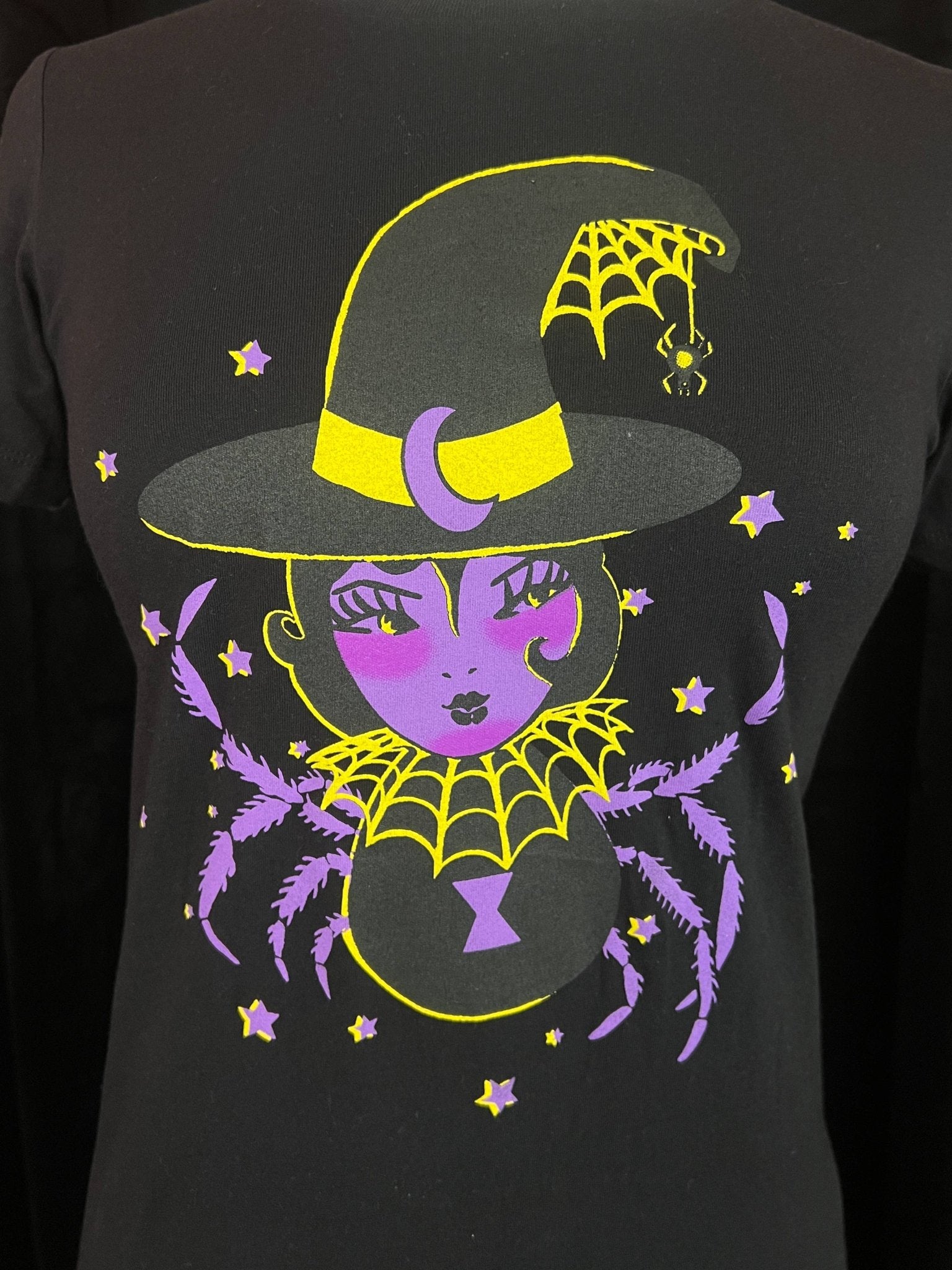 Spider Baby Fitted Graphic Tee in Black XL by Mischief Made by Quirks! at Shirley Shoppe