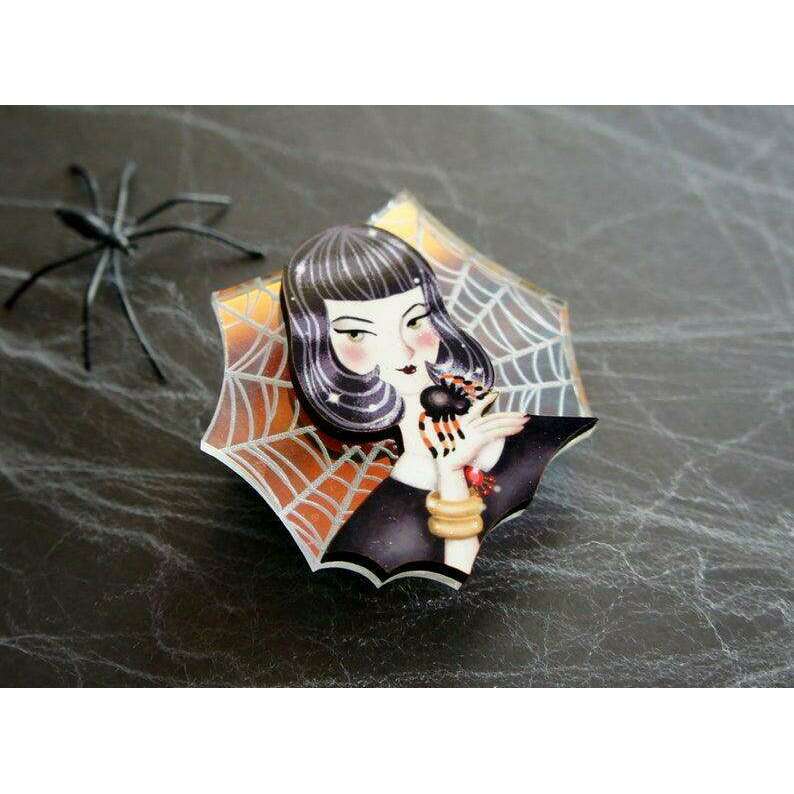 Spider Woman with Web Brooch by Laliblue