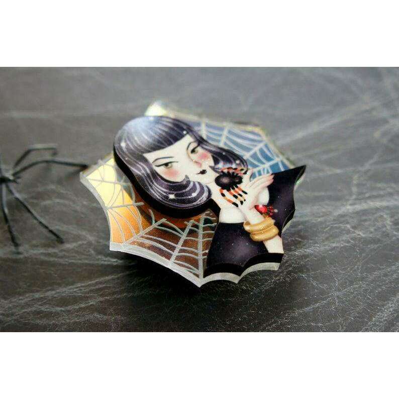 Spider Woman with Web Brooch by Laliblue