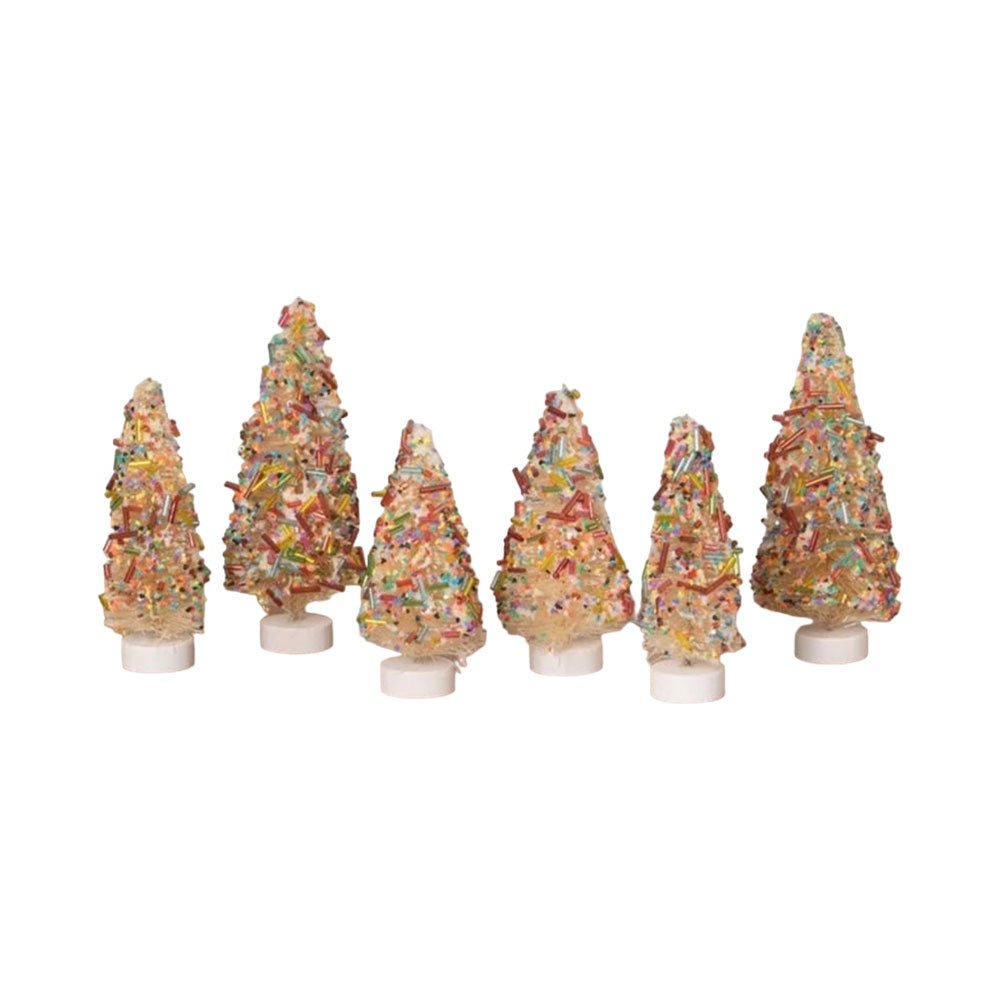 Sprinkles Bottle Brush Trees Set of 6 by Bethany Lowe Designs by Quirks! at Shirley Shoppe