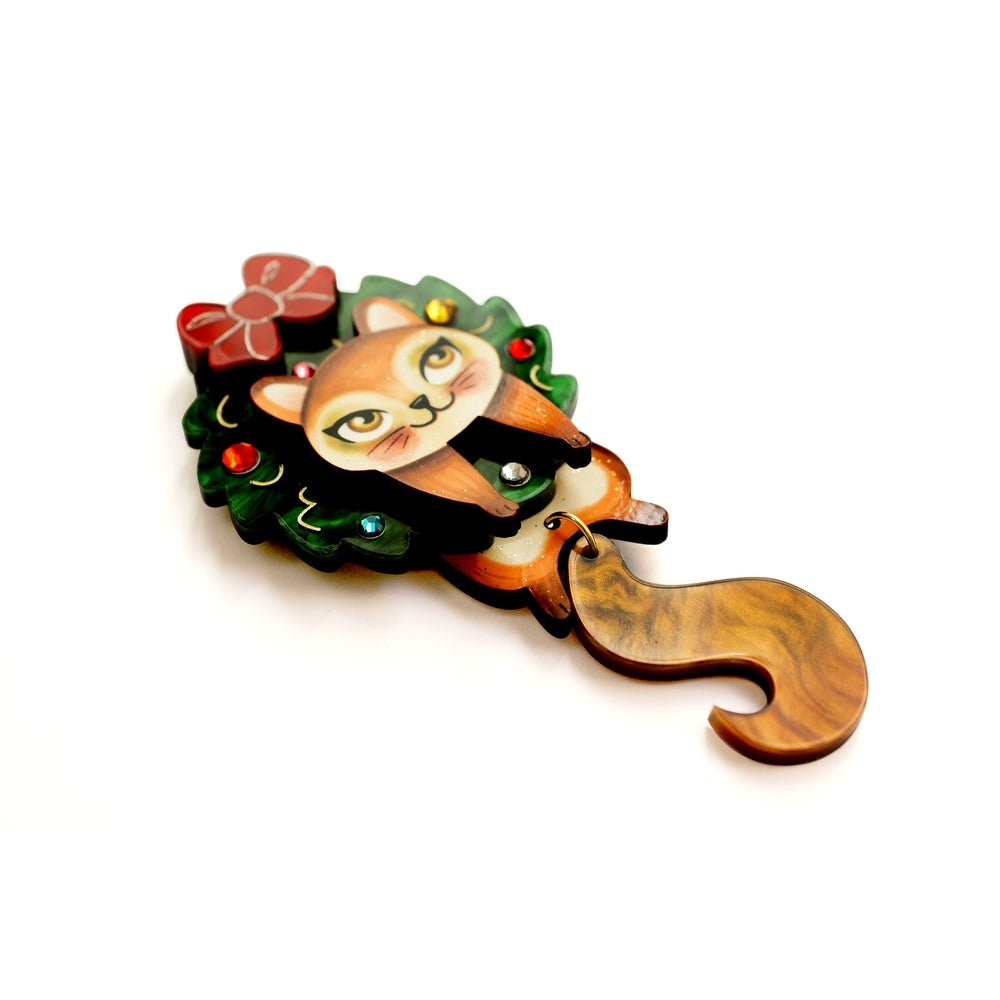 Squirrel in A Christmas Wreath Brooch by Laliblue by Quirks! at Shirley Shoppe