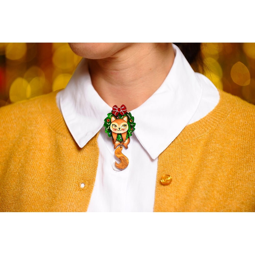 Squirrel in A Christmas Wreath Button Cover by Laliblue by Quirks! at Shirley Shoppe