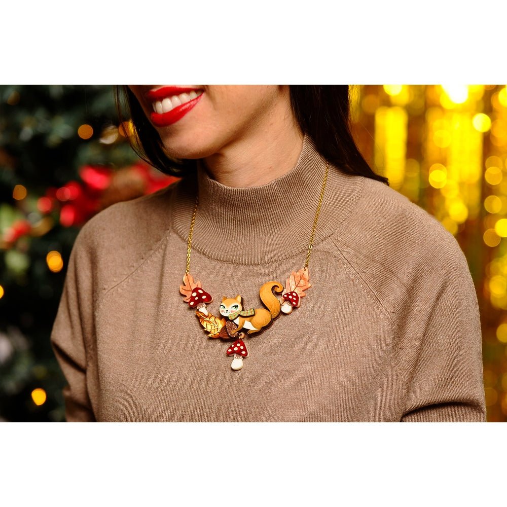 Squirrel with Mushrooms Necklace by Laliblue by Quirks! at Shirley Shoppe