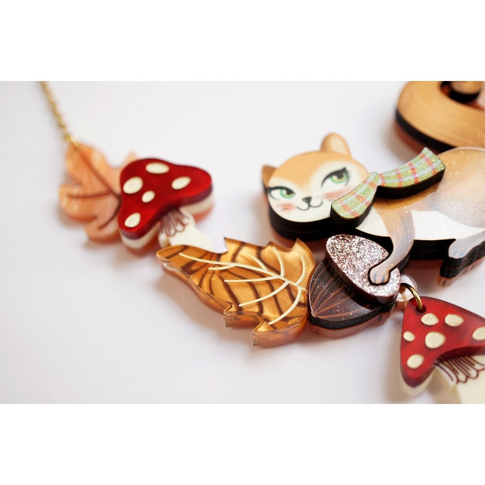 Squirrel with Mushrooms Necklace by Laliblue by Quirks! at Shirley Shoppe
