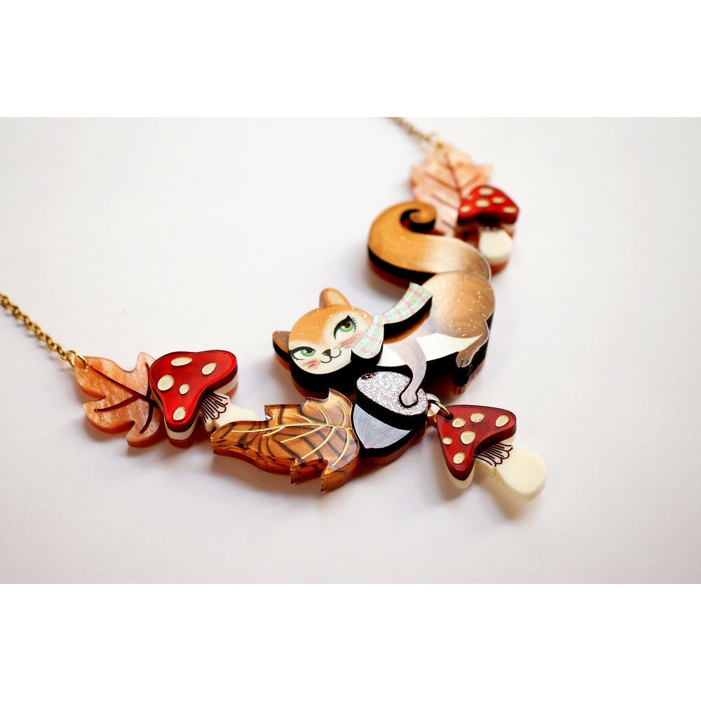 Squirrel with Mushrooms Necklace by Laliblue by Quirks! at Shirley Shoppe