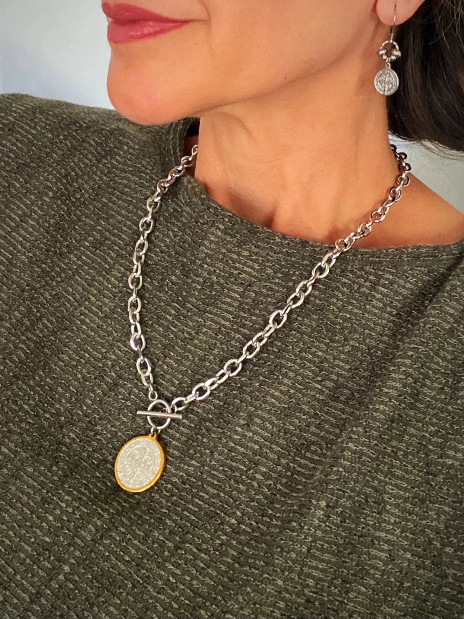 ST. BENEDICT TOGGLE NECKLACE by Bellaforma Jewelry at Shirley Shoppe
