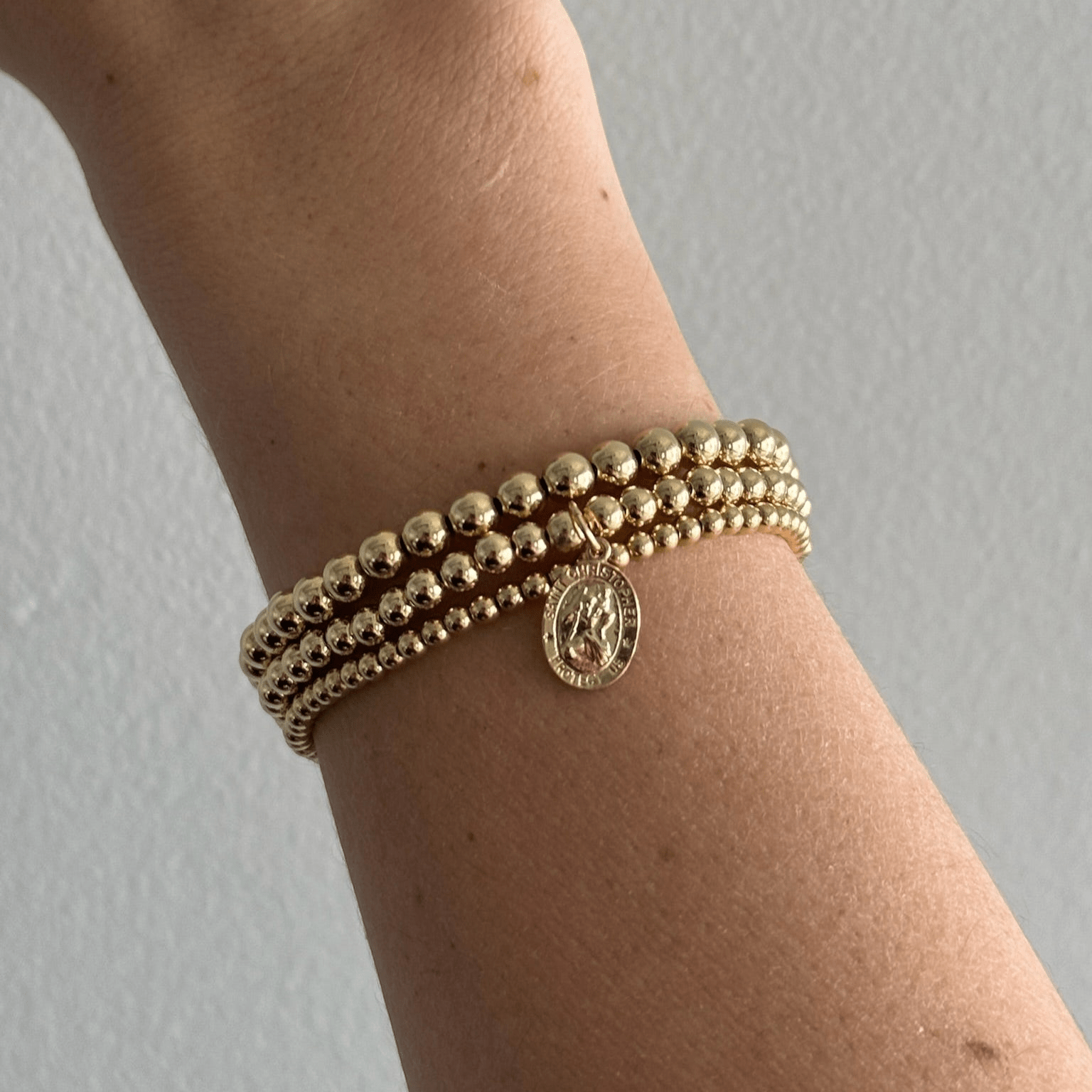 st. christopher juno bracelet triple stack (3+4+5mm) by Cuffed by Nano LLC at Shirley Shoppe
