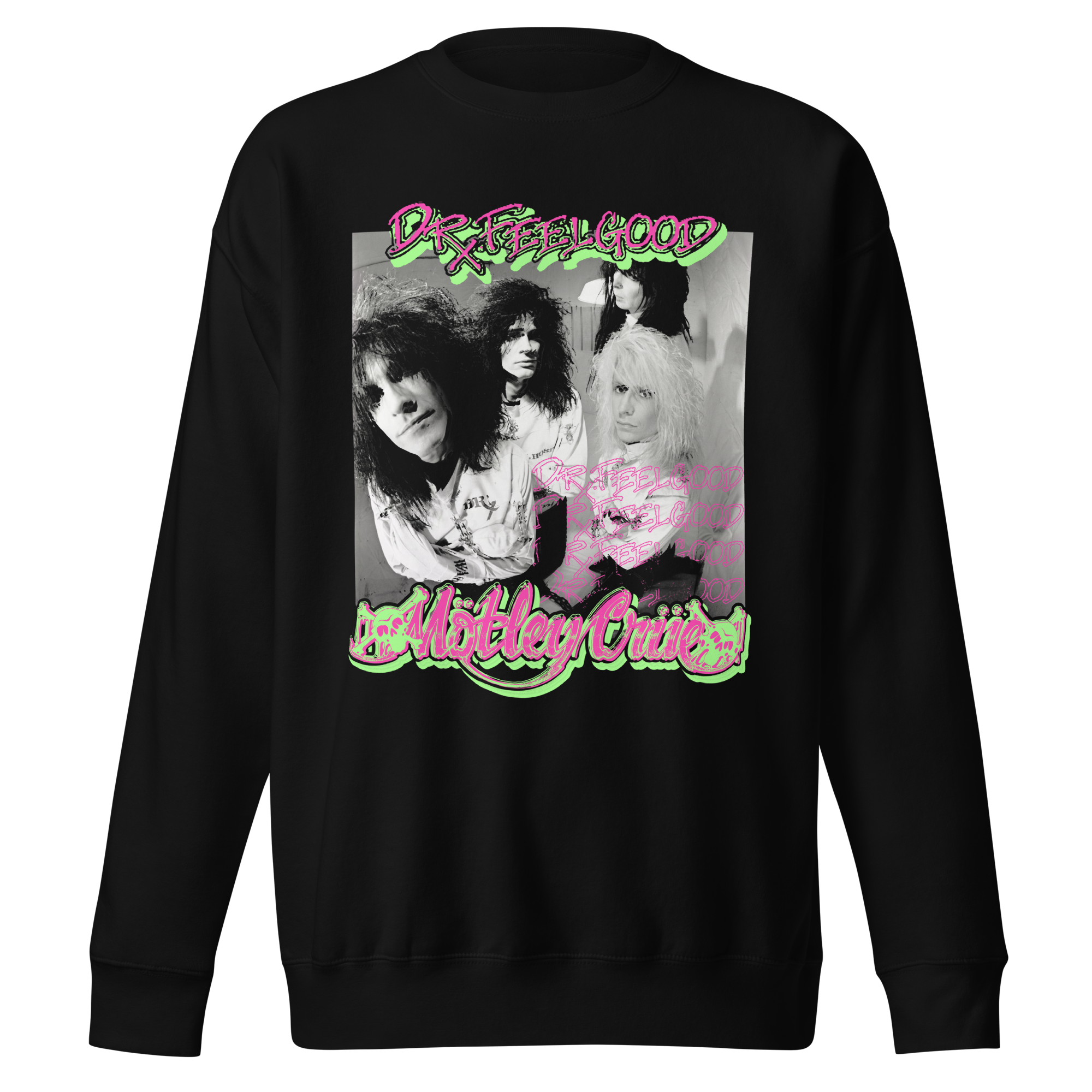 MERCHMOMENT Motley Crue Neon Trip Dr. Feelgood Jumbo Print Sweatshirt [Apparel]
