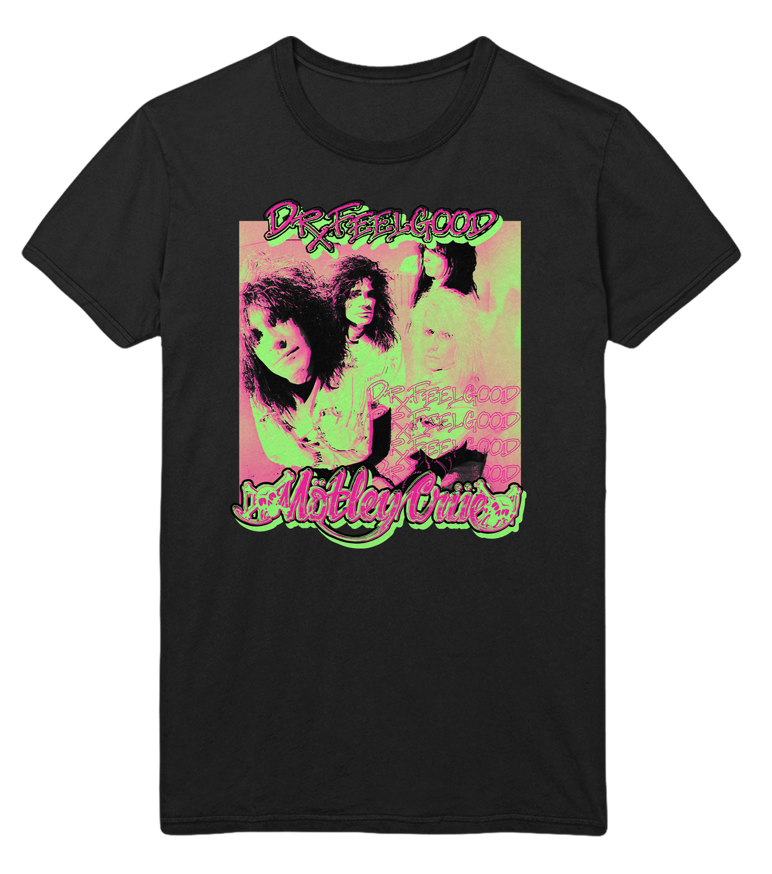 MERCHMOMENT Motley Crue Neon Trip Dr. Feelgood Jumbo Print T-Shirt [Apparel]
