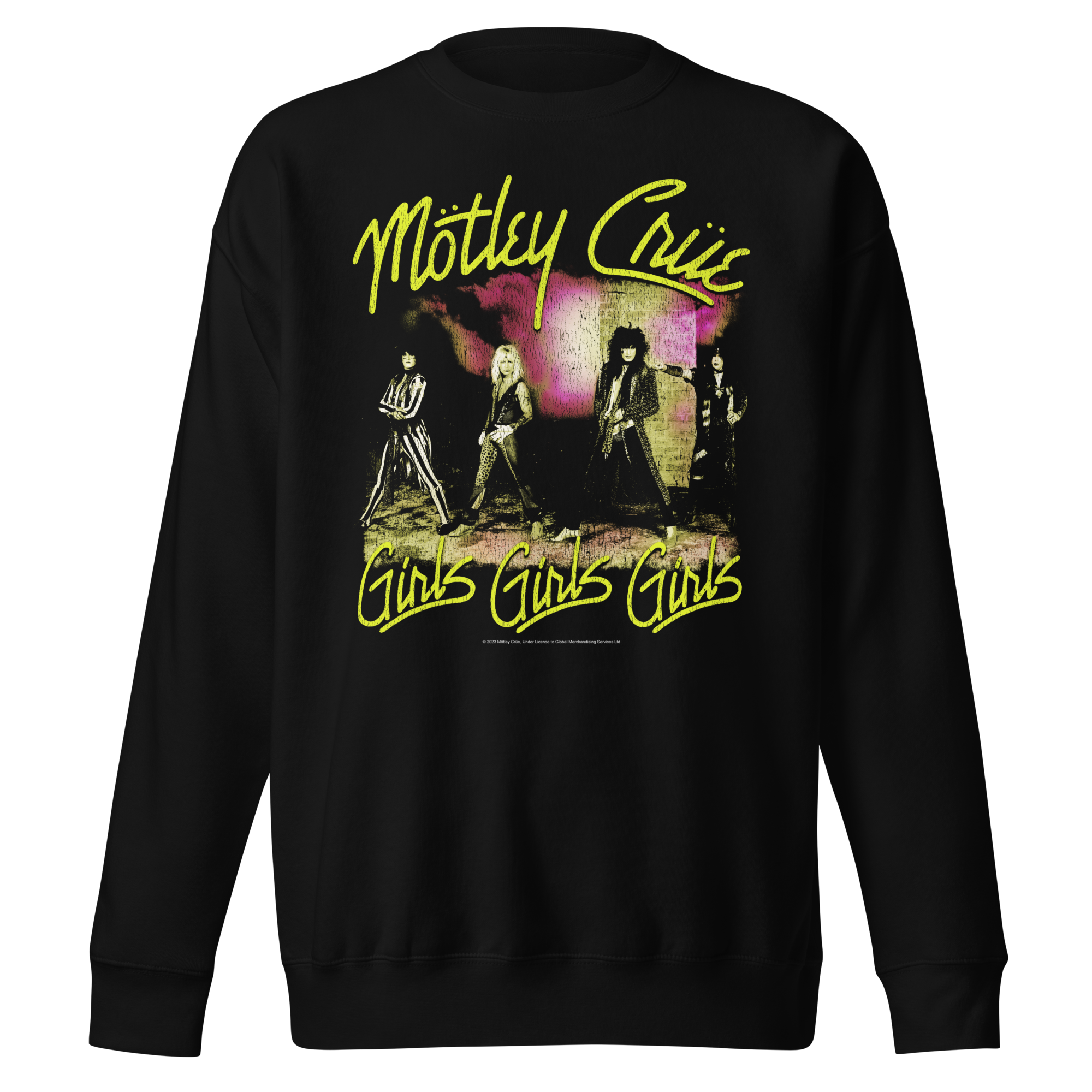 MERCHMOMENT Motley Crue Yellow Girls Jumbo Print Sweatshirt [Apparel]