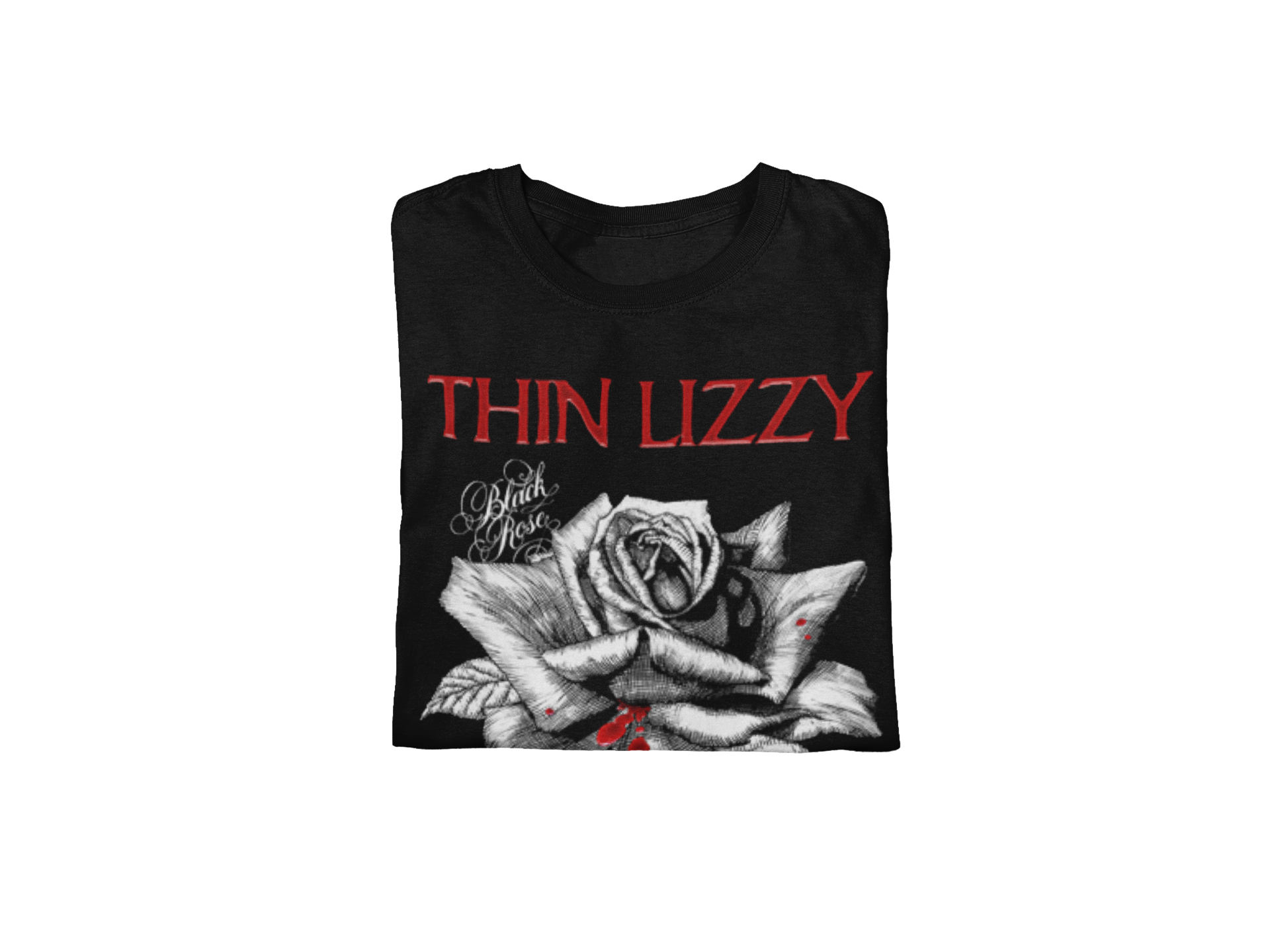 MERCHMOMENT Thin Lizzy - Black Rose Jumbo Print T-Shirt [Apparel]