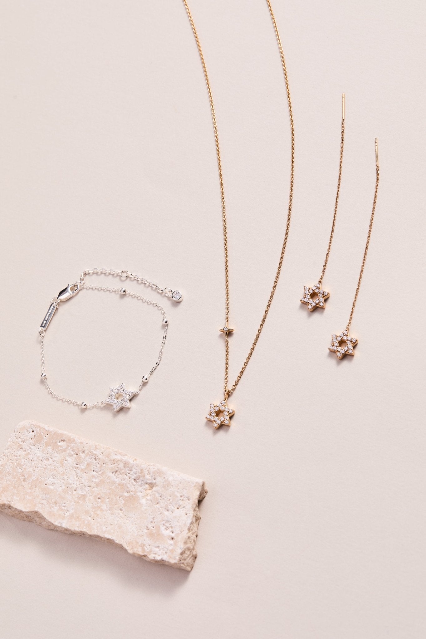 Star of David Delicate Pave Crystal Threader Earrings by ALEX AND ANI at Shirley Shoppe