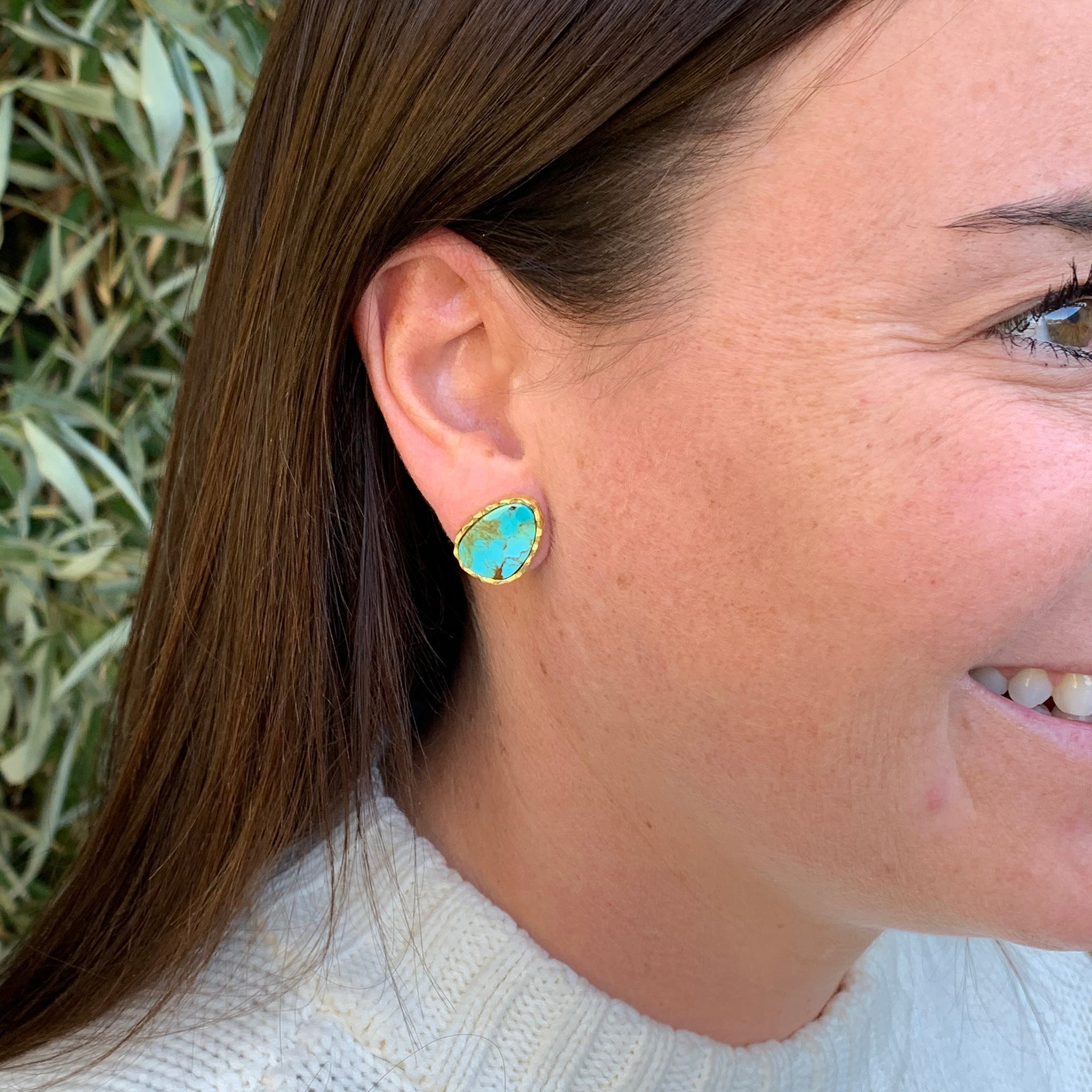 Stud Earrings - Turquoise by Christina Greene at Shirley Shoppe