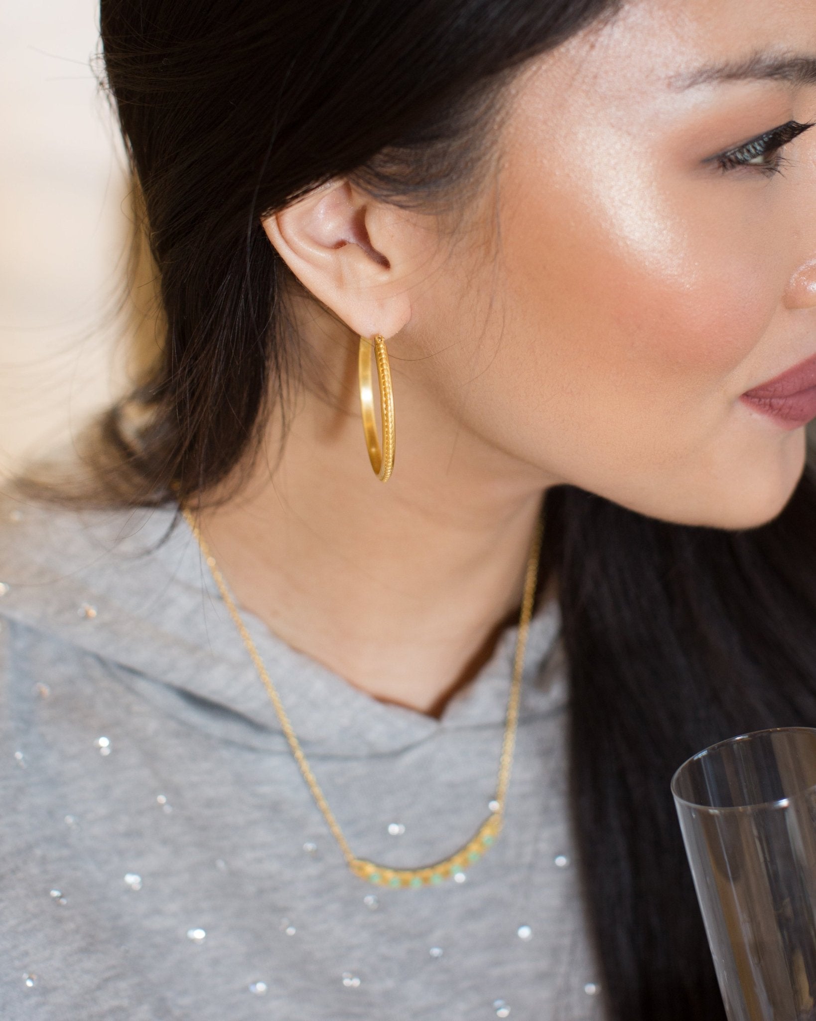 Studded Hoop Earrings by Christina Greene at Shirley Shoppe